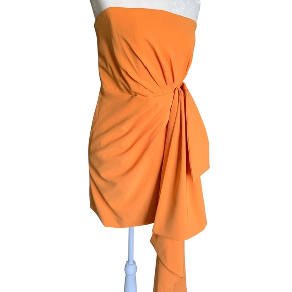 Lavish Alice Strapless  Orange Asymmetrical Cocktail Dress - Medium to Large - Picture 3 of 11